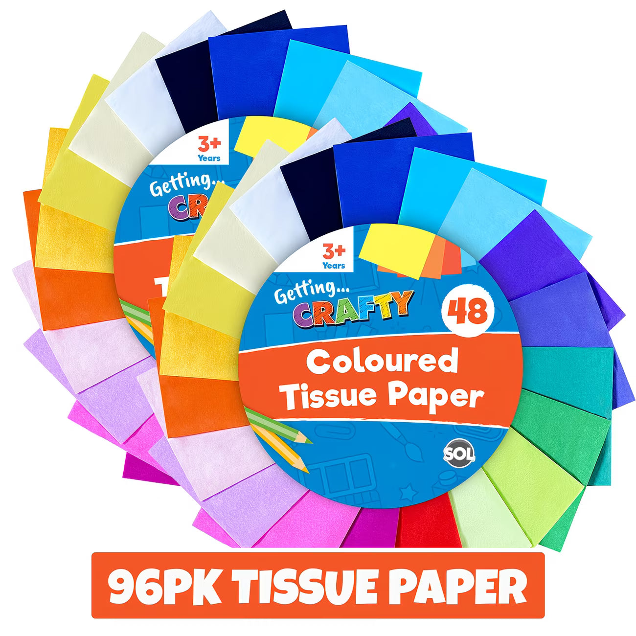48/96 Pack Coloured Tissue Paper Sheets – 20 Assorted Colours Gift Wrap & Craft Paper 50×35cm-10