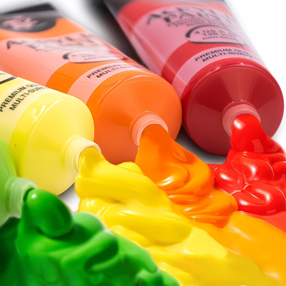Acrylic Paint Set 12 x 120ml Tubes with 3 Brushes – Vibrant Multi-Surface Paints for Canvas, Wood, Glass & Crafts-3