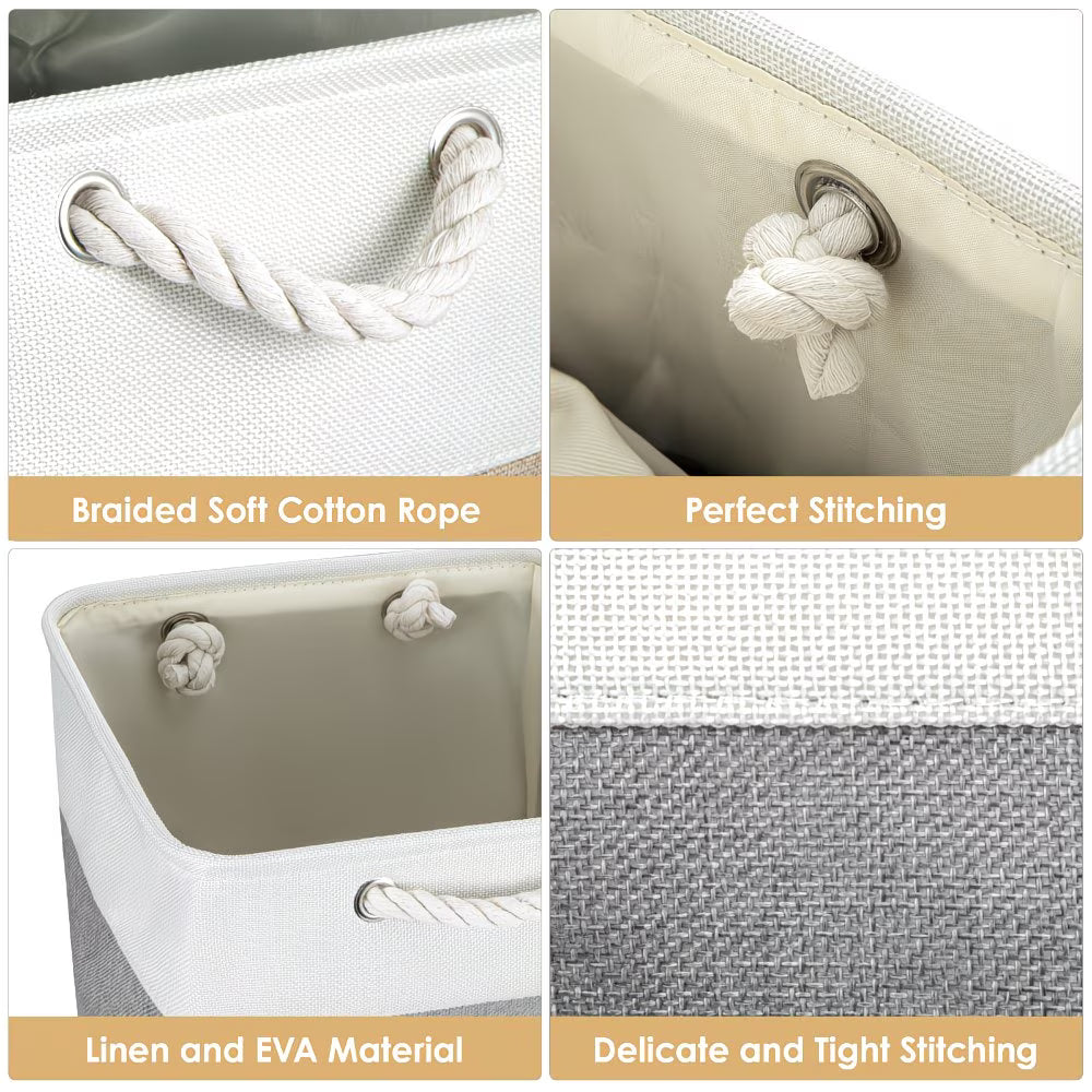 4x Collapsible Fabric Storage Baskets 33x33x38cm – Shelf & Wardrobe Organiser with Handles-14