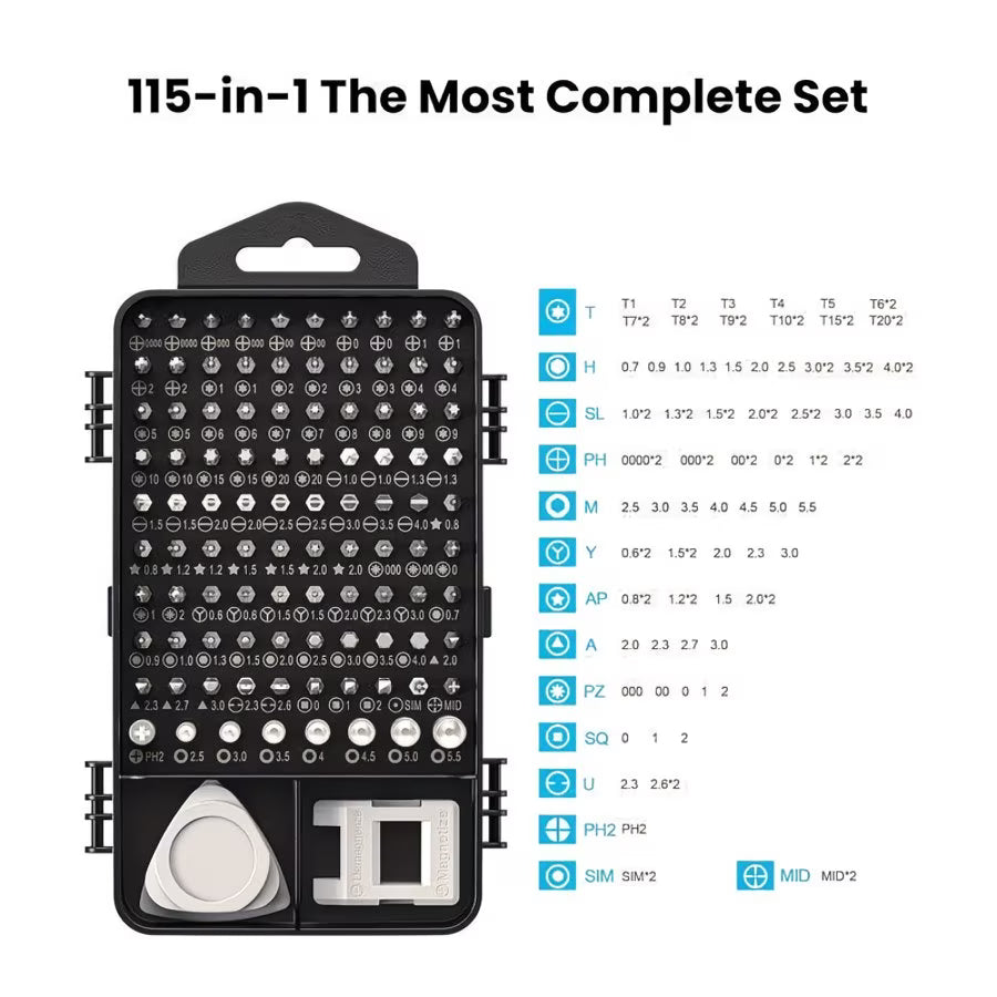 115-in-1 Precision Screwdriver Set – Magnetic Metal Repair Tool Kit for Phones, Cameras, Clocks & Home Maintenance-6