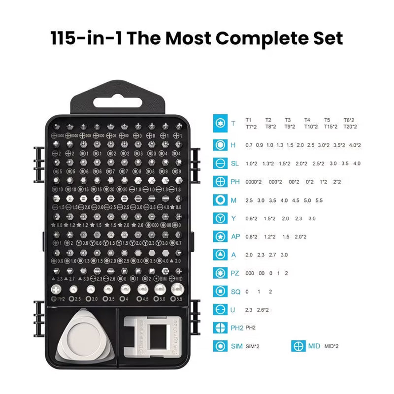 115-in-1 Precision Screwdriver Set – Magnetic Metal Repair Tool Kit for Phones, Cameras, Clocks & Home Maintenance-6