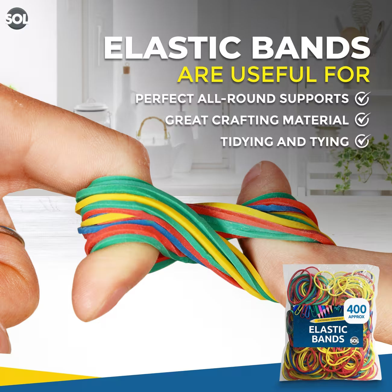 Assorted Rubber Bands 400pcs – Strong Elastic Bands for Office, School, Crafts & Packaging-4