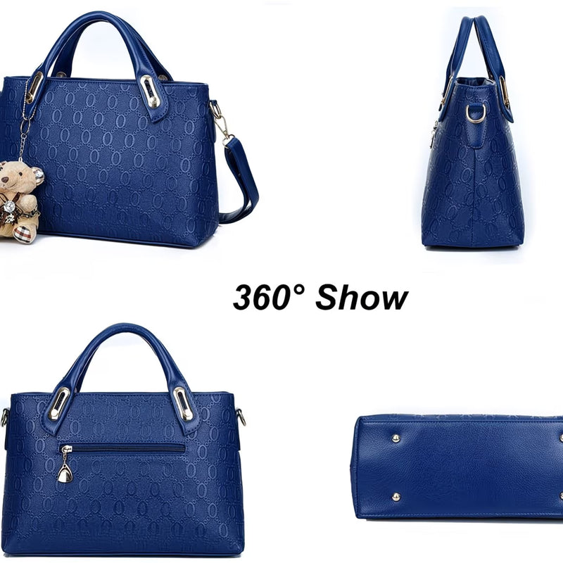 Women’s 4-Piece PU Leather Handbag Set – Tote, Satchel, Hobo Shoulder Bag, Purse & Card Holder-4