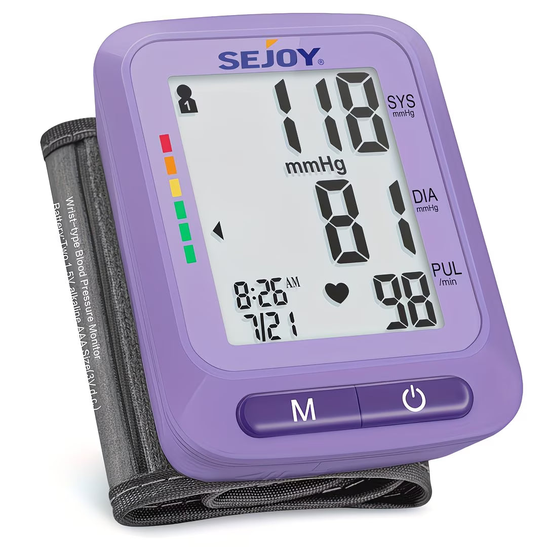 Sejoy Wrist Blood Pressure Monitor – Automatic Digital BP Machine with Large LCD, Portable Home Use-1
