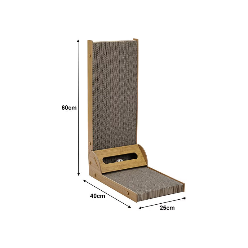 L-Shaped Cat Scratching Tower 60cm – Multi-Angle Vertical & Horizontal Scratch Post with Lounge Platform for Adult Cats-4