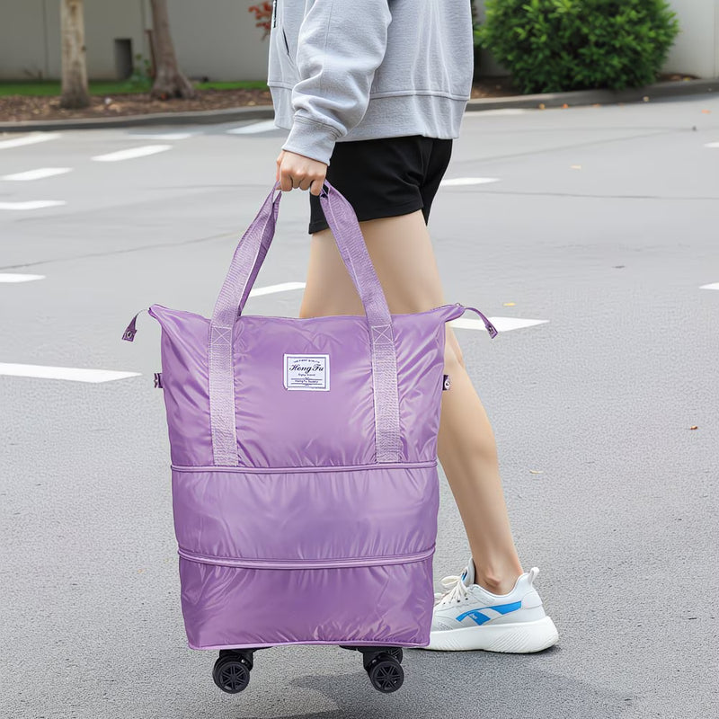 Expandable Rolling Duffel Bag with Detachable Wheels – Foldable Travel Bag with 360° Spinner Wheels, Wet & Dry Compartment, Carry-On Luggage for Men & Women-36