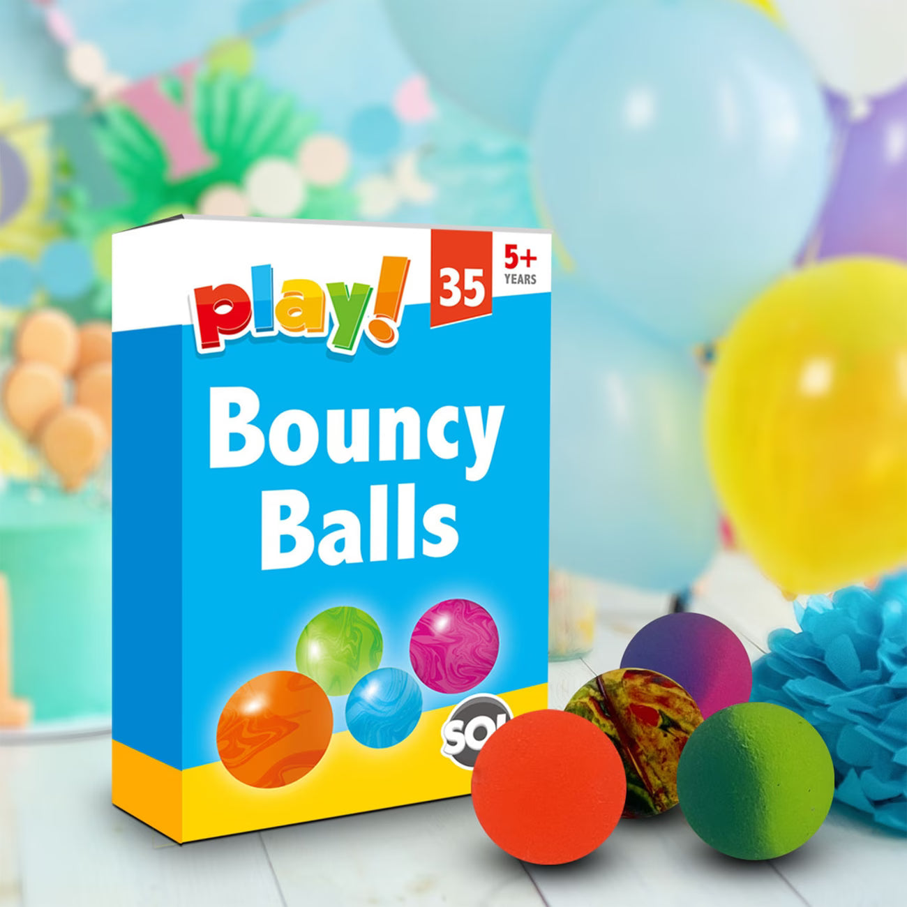 35 or 70 Pack Rubber Bouncy Balls 24mm Kids Party Bag Fillers Colourful High Bounce Toy Set-9