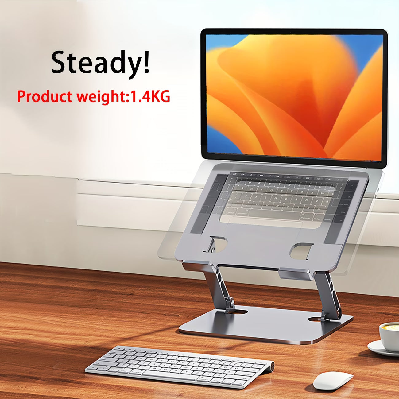 Adjustable Foldable Laptop Stand Portable Ergonomic Riser for 10-15.6 Inch Laptops Ventilated Cooling-3