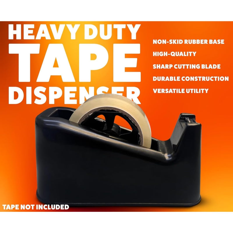Heavy Duty Tape Dispenser with Weighted Non-Skid Base – One-Handed Desktop Tape Holder with Sharp Cutting Blade for Office, Packing & Gift Wrapping (Black)-6