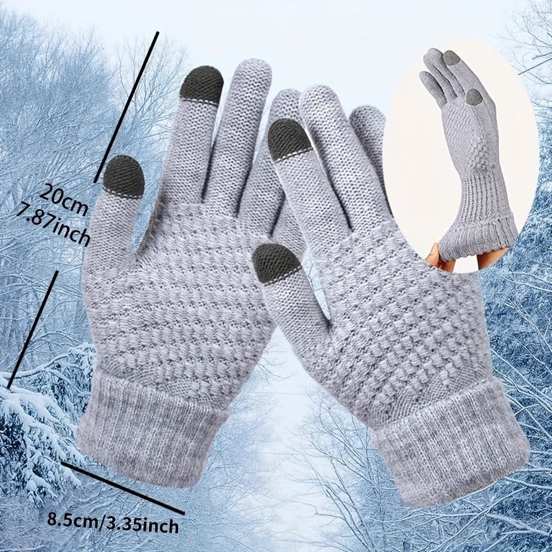 4 Pairs Women Winter Touchscreen Gloves Warm Plush Lined Driving Cycling Gloves-2