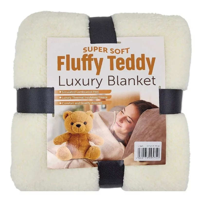 Ultra Soft Teddy Fleece Blanket – Warm Lightweight Throw for Sofa & Bed | Cozy Plush Winter Blanket in Multiple Colours & Sizes
