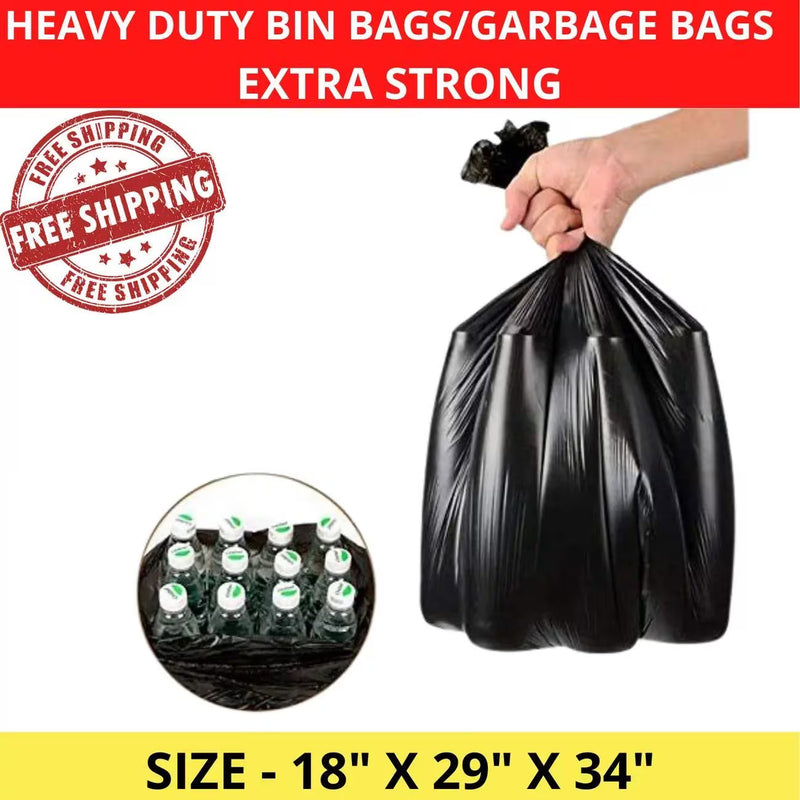 Extra Strong Heavy Duty Black Bin Liners – Durable Garbage Bags for Waste, Rubbish & Refuse Disposal-2