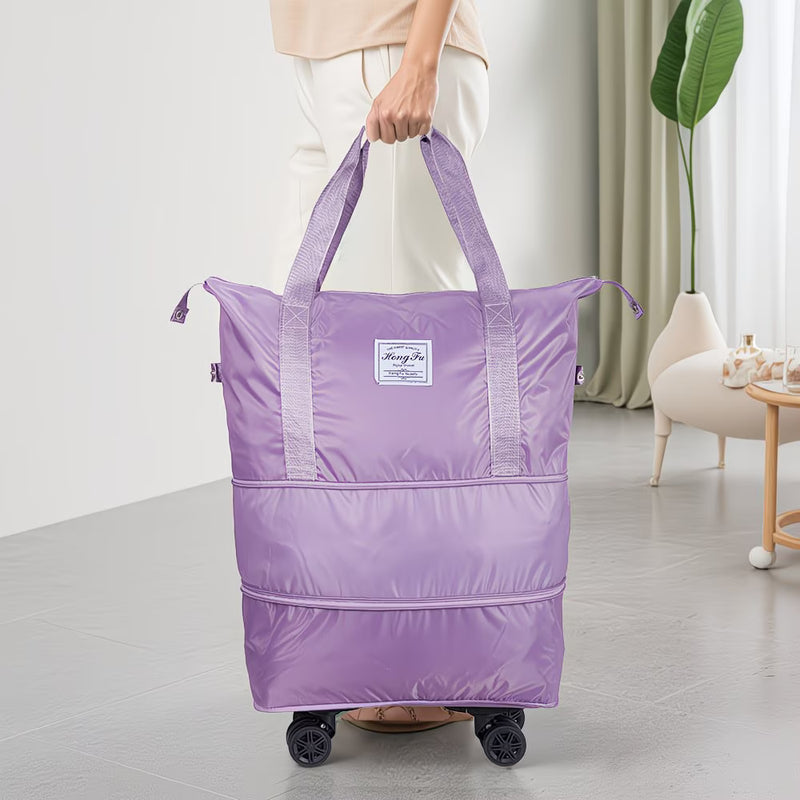 Expandable Rolling Duffel Bag with Detachable Wheels – Foldable Travel Bag with 360° Spinner Wheels, Wet & Dry Compartment, Carry-On Luggage for Men & Women-7
