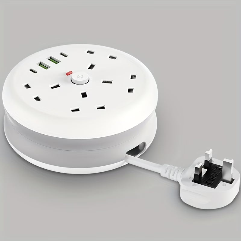 8 in 1 Power Strip Surge Protector 4 Sockets 4 USB Ports 2m Retractable Cord 13A 3250W Extension Lead-11