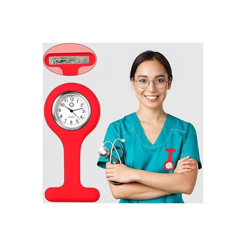 ATEK Silicone Nurse Fob Watch with Brooch Clip Medical Pocket Watch for Nurses-2