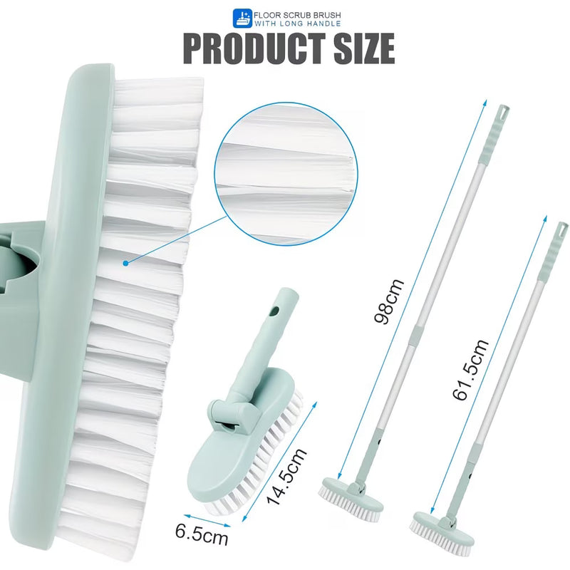 Adjustable Floor Scrubbing Brush 38.5" – Rotating Head Stiff Bristle Grout & Tile Cleaner-2