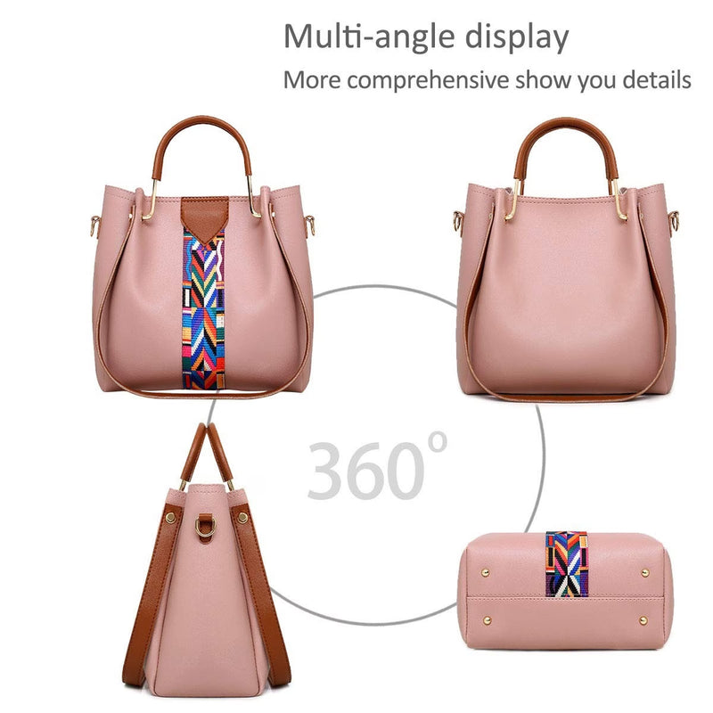 4 Piece Women Handbag Set Faux Leather Tote Shoulder Crossbody Bag Purse Wallet Card Holder-10