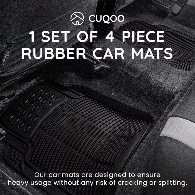 CUQOO 4pcs Universal Rubber Car Mats – Heavy Duty Non-Slip All-Weather Waterproof Floor Mats-7
