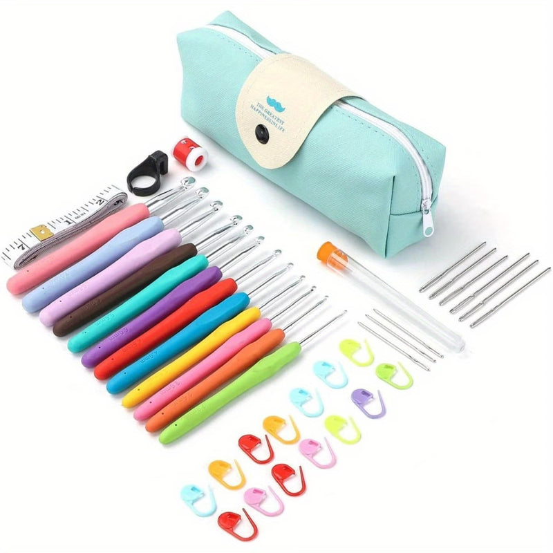 41 Piece Crochet Hooks Set Ergonomic Knitting Needles Kit 2.0–8.0mm Multicolor Crochet Kit with Case for Beginners-1