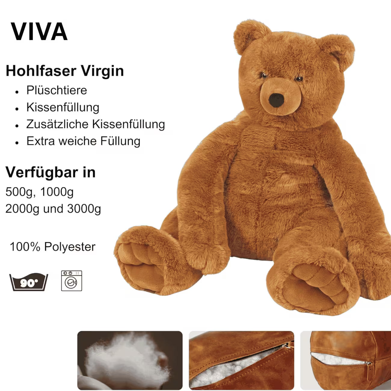 100% Virgin Polyester Hollowfibre Stuffing Filling for Toys Cushions Pillows Crafts Soft Washable Padding