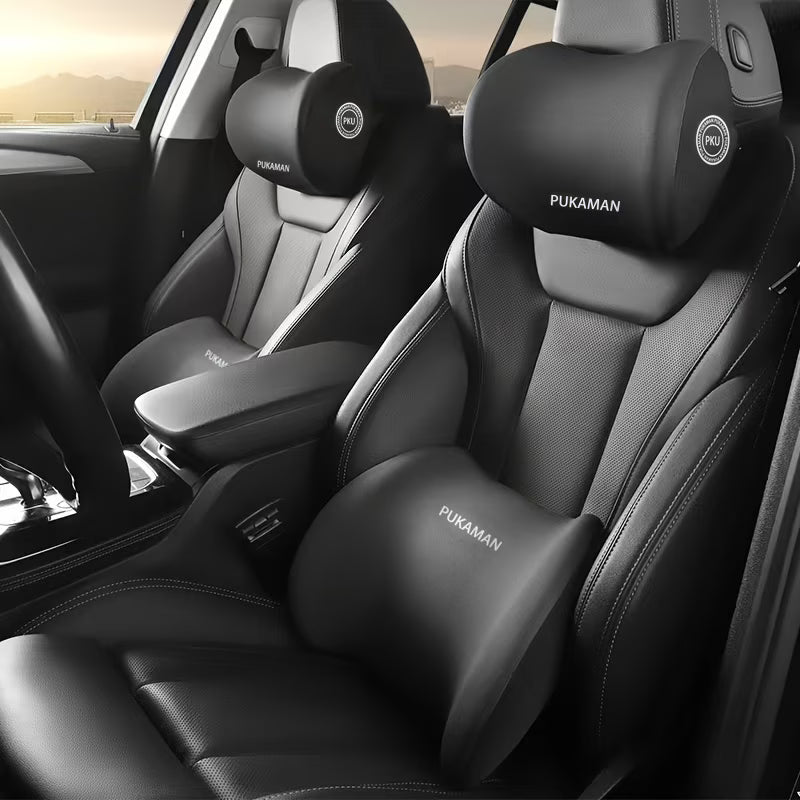 Car Headrest and Lumbar Cushion Set Ergonomic Neck and Back Support Pillow for Driving Comfort-1