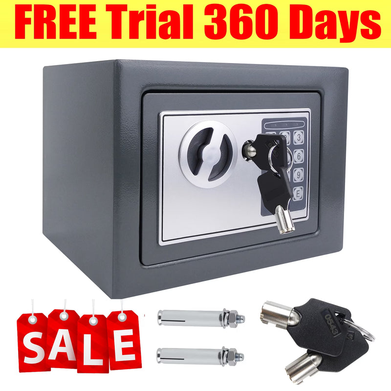Digital Electronic Safe Box with Key & PIN – Small Wall Safe with Double Bolt Lock for Cash, Jewelry, Documents & Home/Office Security-1