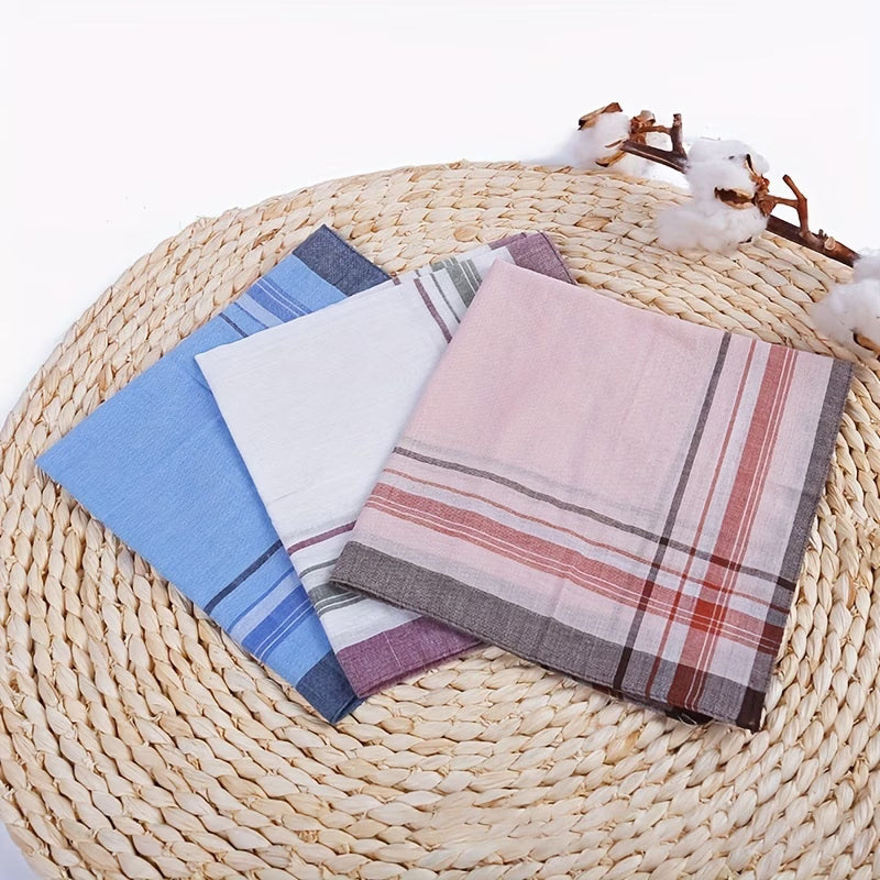 12Pcs Mens Handkerchiefs Gents Hankies Cotton Hankerchiefs Hanky Gift Random UK-2