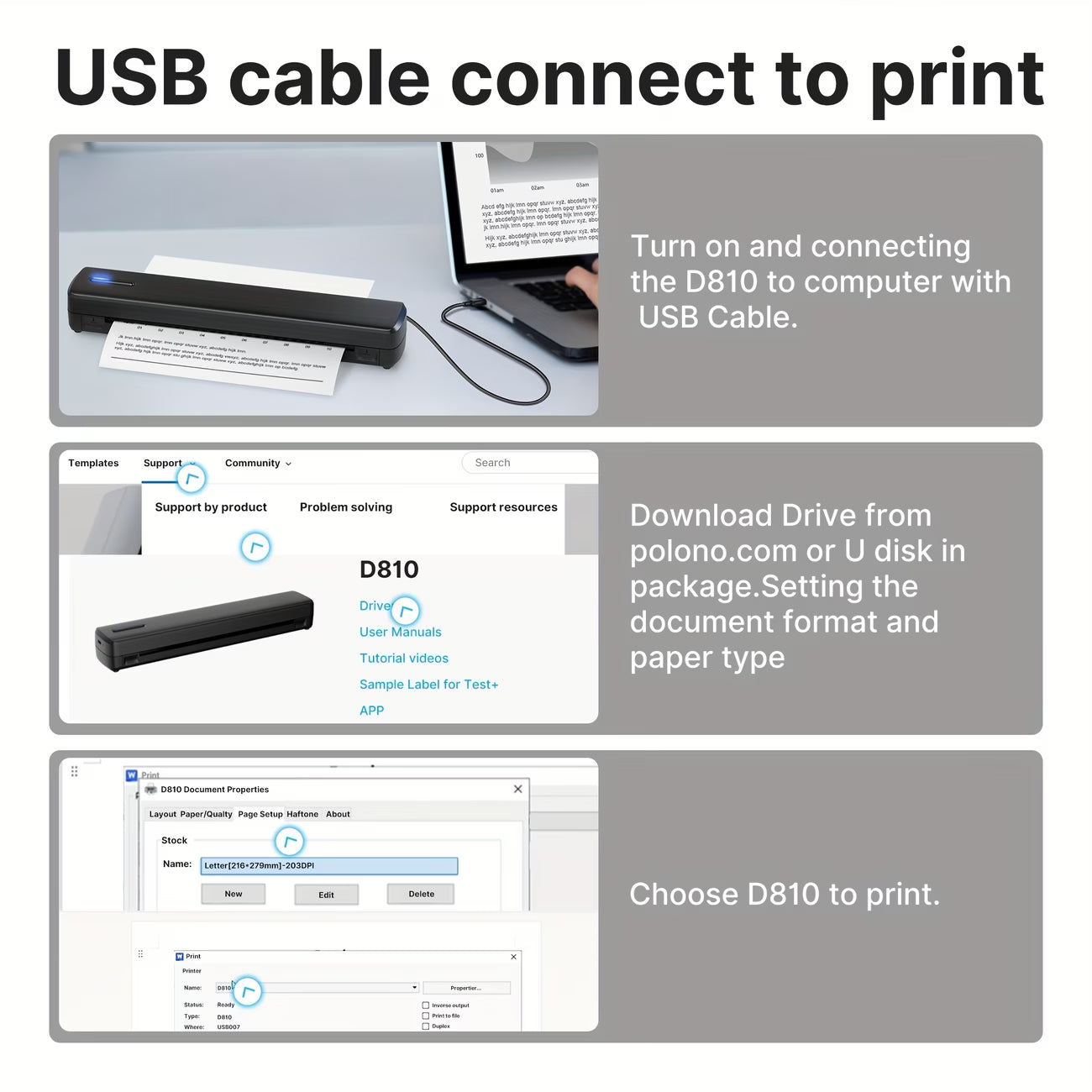 D810B Portable Inkless Wireless Printer – A4 Thermal Tattoo Printer for Mobile, iPad & PC | Travel Compact Printer for Home & Office-10