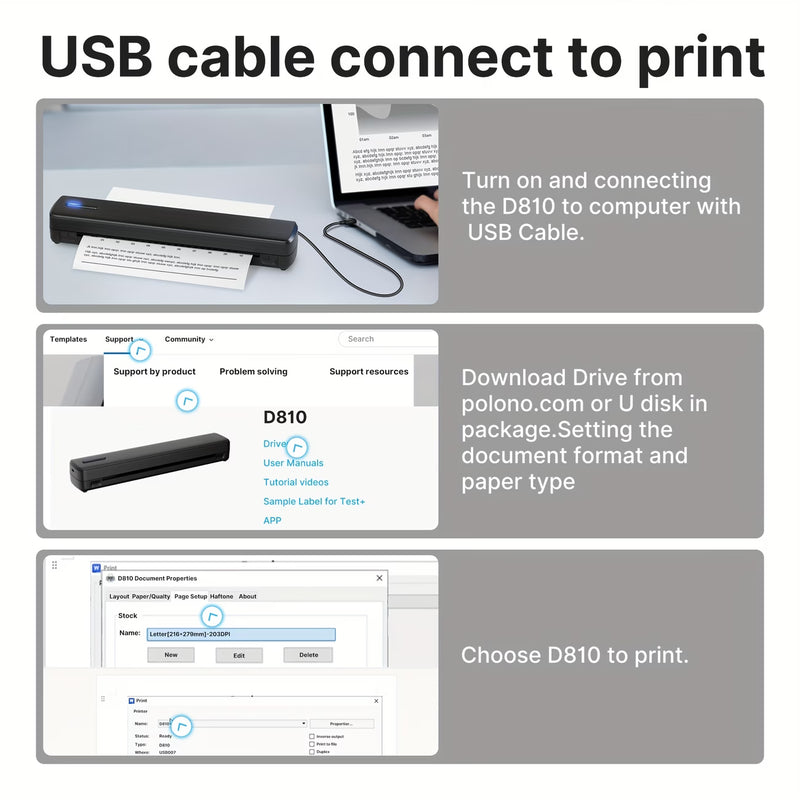 D810B Portable Inkless Wireless Printer – A4 Thermal Tattoo Printer for Mobile, iPad & PC | Travel Compact Printer for Home & Office-10