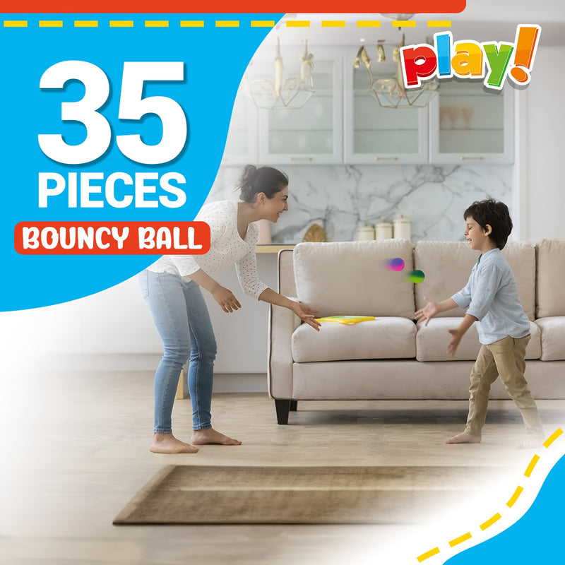 35 or 70 Pack Rubber Bouncy Balls 24mm Kids Party Bag Fillers Colourful High Bounce Toy Set-4