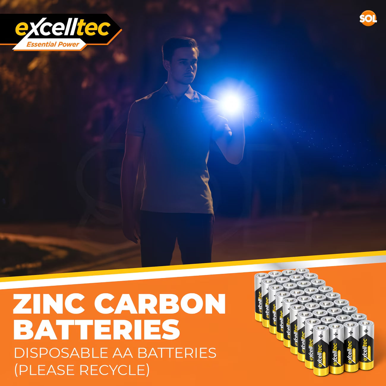 Excelltec AA Zinc Carbon Batteries 40-Pack – 1.5V Long-Lasting Disposable Household Batteries with 10-Year Shelf Life-6