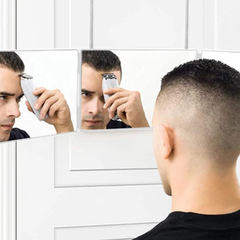 3 Way Rotating Folding Mirror for Self Haircut – Adjustable Trifold Vanity Mirror with Hooks (Black/White)-11