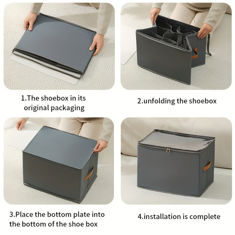 Foldable Oxford Cloth Storage Boxes – Large Capacity Under-Bed Shoe & Clothes Organizer with Transparent Dust Cover (1/2 Pack)-5