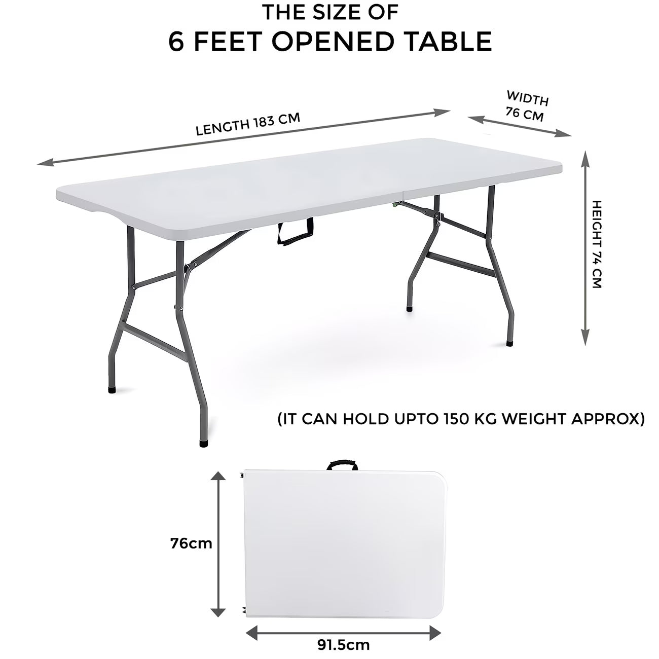 6ft Folding Trestle Table – Portable Camping, Party, Picnic, BBQ & Indoor Outdoor Use
