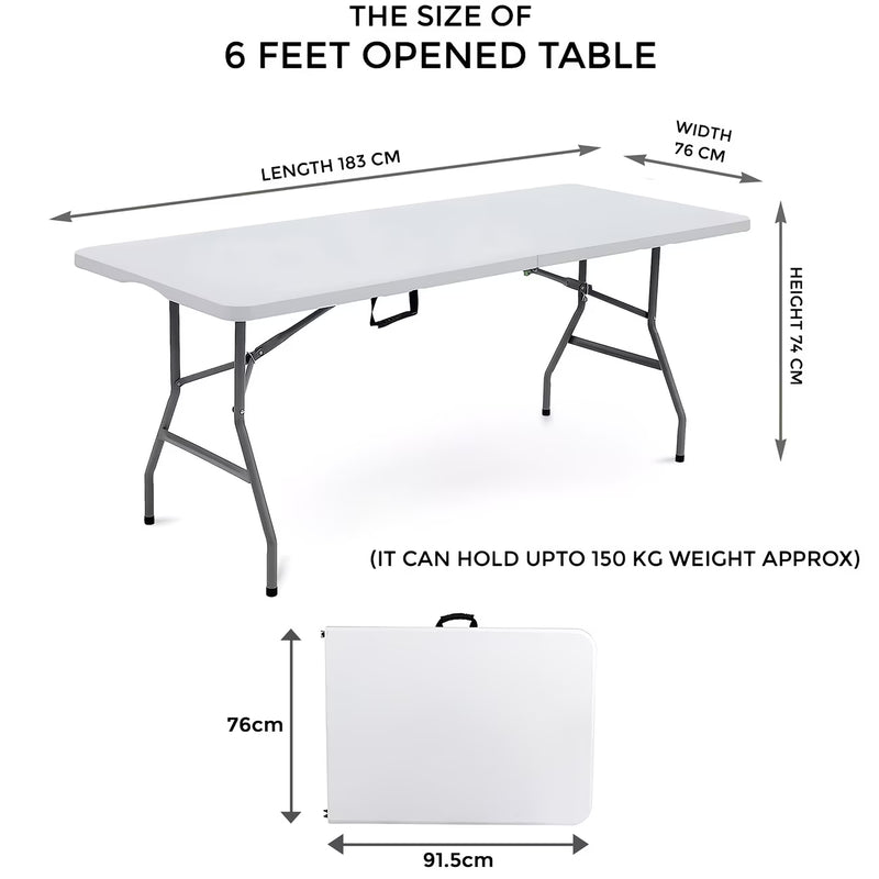 6ft Folding Trestle Table – Portable Camping, Party, Picnic, BBQ & Indoor Outdoor Use-2