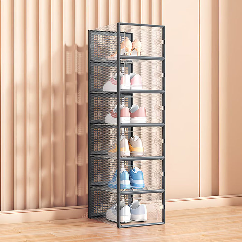 Pack of 12 Stackable Shoe Storage Boxes with Clear Front Door – Space Saving Organisers UK 9.5-6