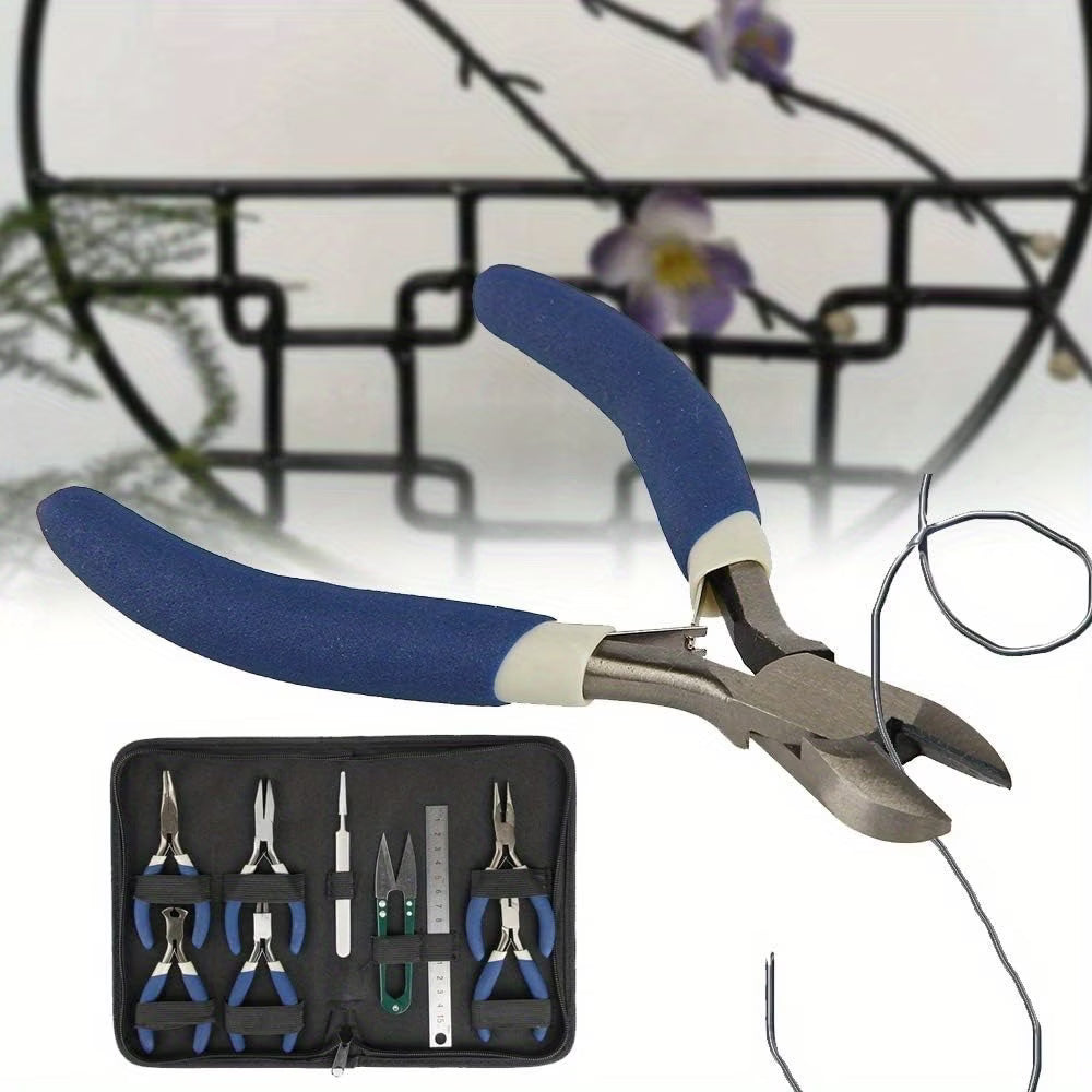 9Pcs Jewellery Making Tools Kit Pliers Set with Scissors Ruler Tweezers Case for DIY Repair Beading Craft-4