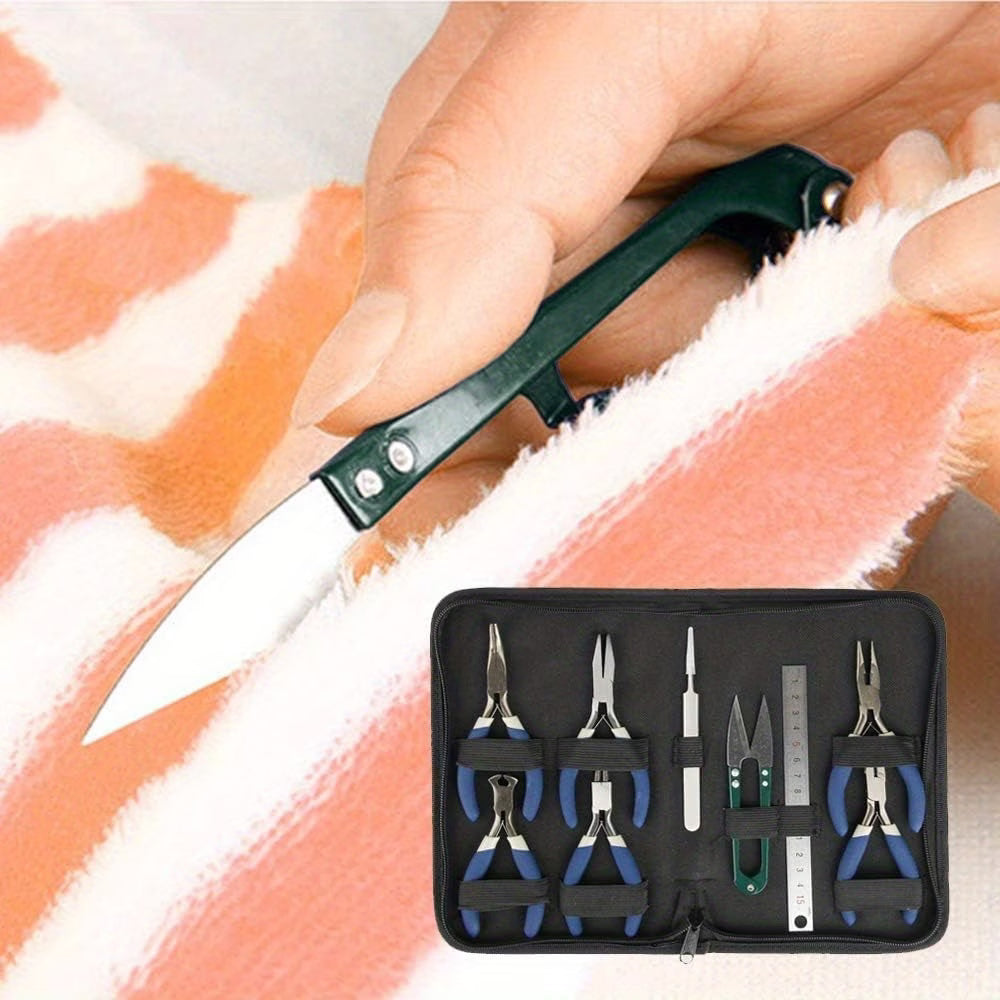 9Pcs Jewellery Making Tools Kit Pliers Set with Scissors Ruler Tweezers Case for DIY Repair Beading Craft-2