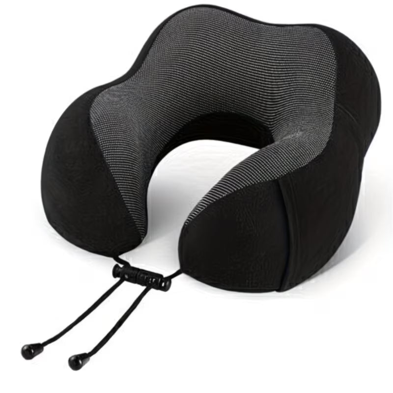 U-Shaped Memory Foam Travel Neck Pillow with Adjustable Drawstring – Breathable Soft Support for Plane, Car & Train-5