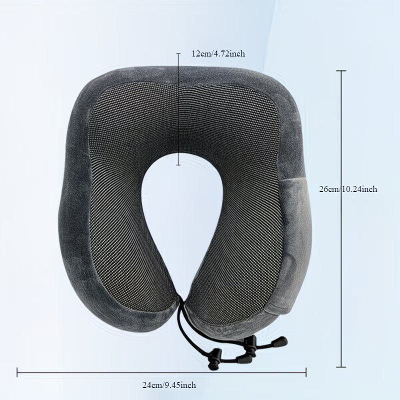 U-Shaped Memory Foam Travel Neck Pillow with Adjustable Drawstring – Breathable Soft Support for Plane, Car & Train-3