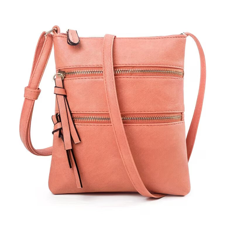 Women’s PU Leather Crossbody Messenger Bag – Zipper Shoulder Handbag with Adjustable Strap-8