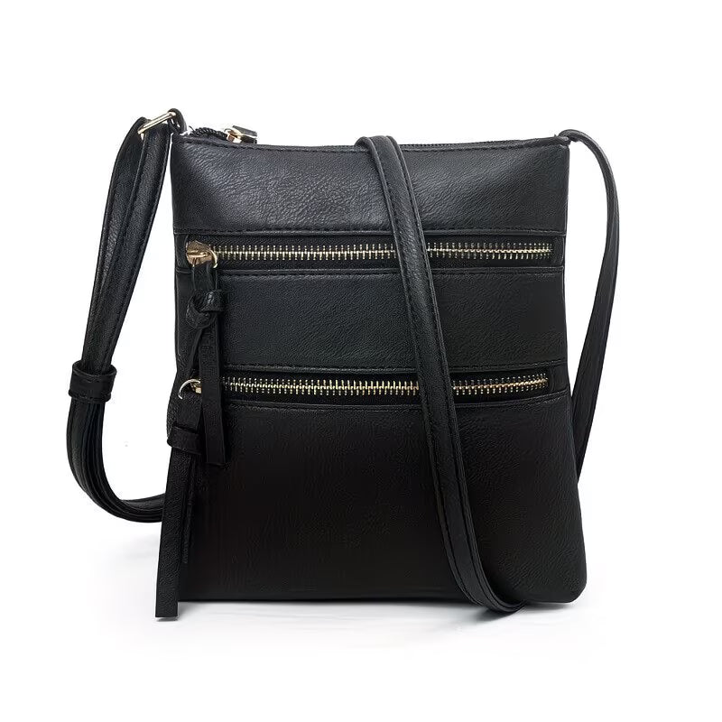 Women’s PU Leather Crossbody Messenger Bag – Zipper Shoulder Handbag with Adjustable Strap-6