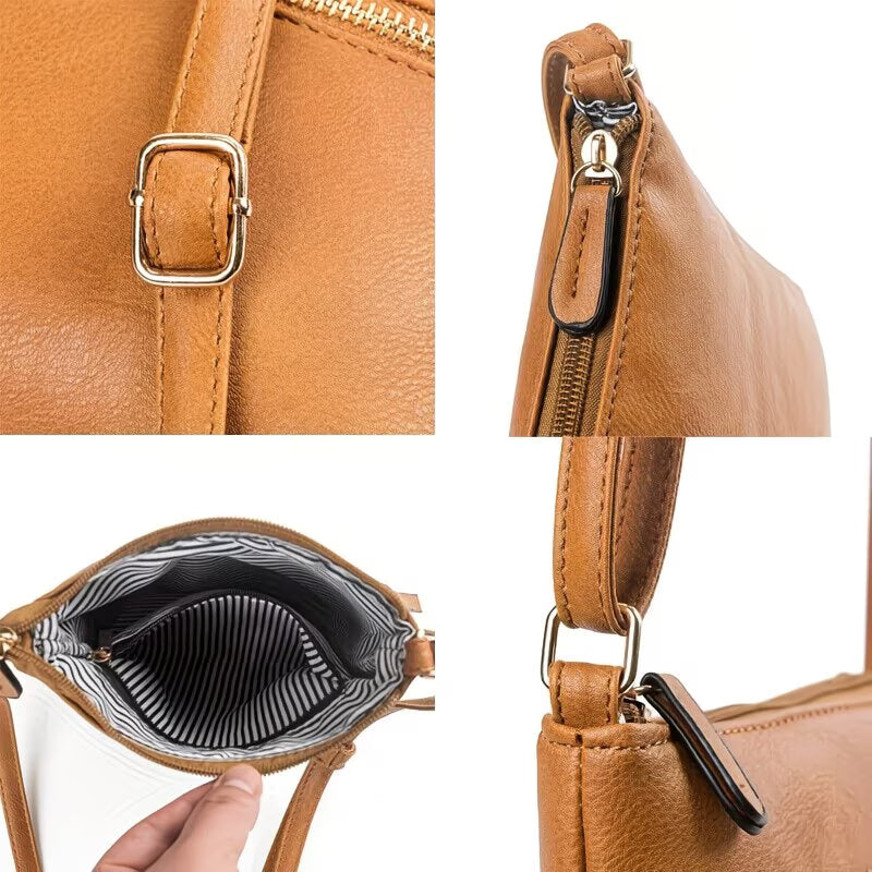 Women’s PU Leather Crossbody Messenger Bag – Zipper Shoulder Handbag with Adjustable Strap-4