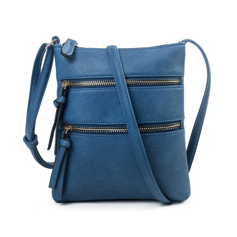 Women’s PU Leather Crossbody Messenger Bag – Zipper Shoulder Handbag with Adjustable Strap-9