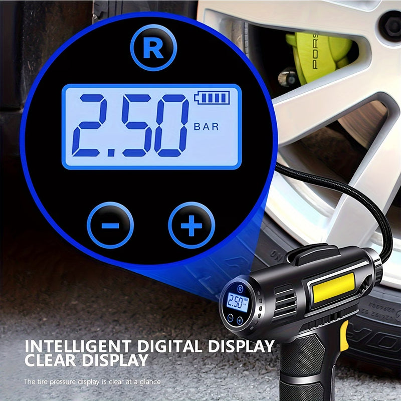 Cordless Tire Inflator Air Pump Portable Compressor with Digital Gauge LED USB-C for Car Bike-8