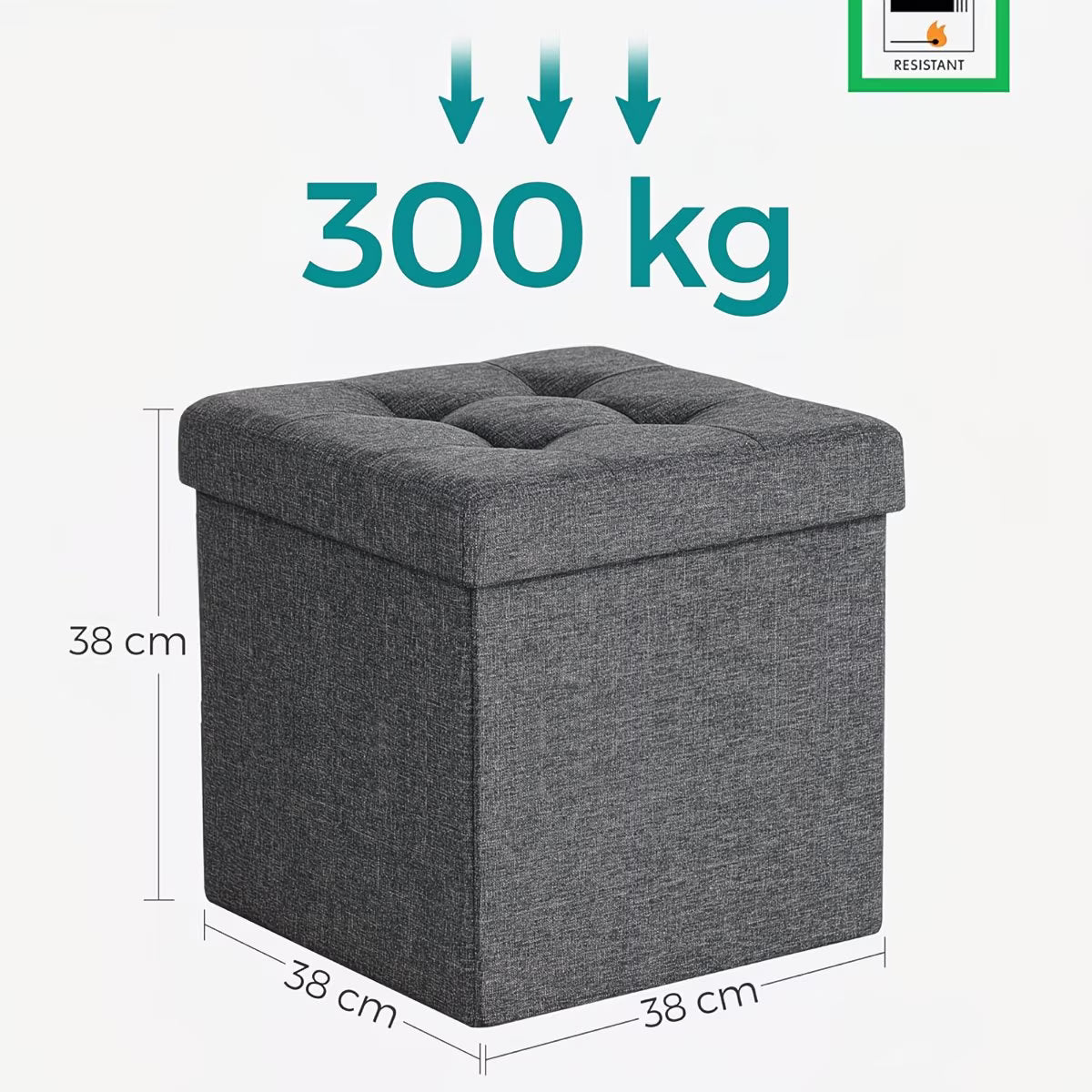 Foldable Storage Stool Bench with Padded Seat & Lid – 40L Heavy-Duty Ottoman Chest for Bedroom, Hallway & Living Room