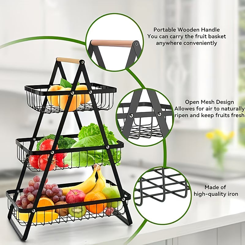 3-Tier Detachable Metal Storage Basket – Rust-Resistant Kitchen Fruit & Vegetable Organizer Rack-5