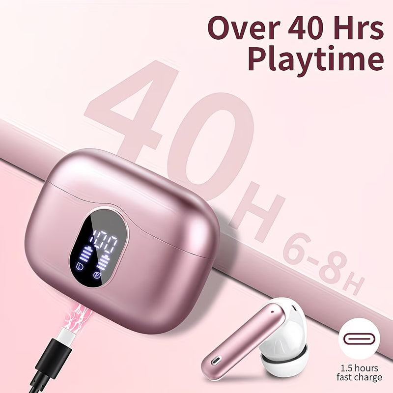 Wireless Earbuds Bluetooth 5.3 – Bass Stereo Headset with Noise-Cancelling Mic, LED Display, 36H Playtime-2