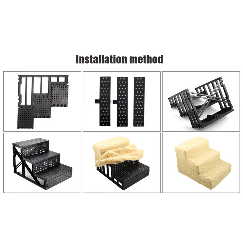 3-Step Dog Stairs for Bed – Non-Slip Pet Steps with Washable Plush Cover, Pet Ladder for Dogs & Cats-7