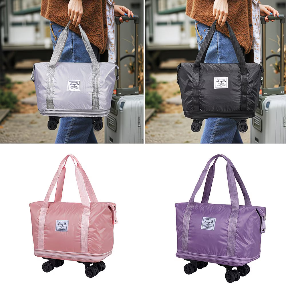 Expandable Rolling Duffel Bag with Detachable Wheels – Foldable Travel Bag with 360° Spinner Wheels, Wet & Dry Compartment, Carry-On Luggage for Men & Women-34